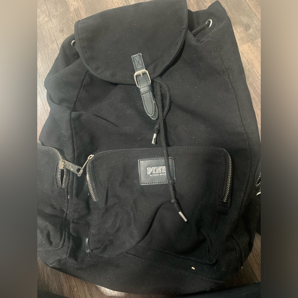 Victorias Secret PINK black drawstring backpack